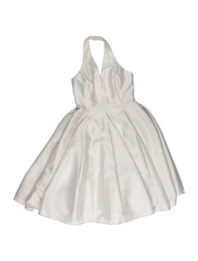 Pre-owned Halston Halterneck Mini Dress In White