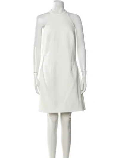 Pre-owned Halston Halterneck Mini Dress In White