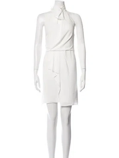 Pre-owned Halston Halterneck Mini Dress In White