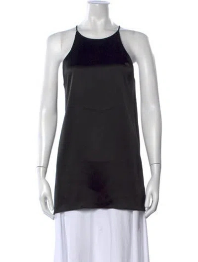 Pre-owned Halston Halterneck Sleeveless Top In Black