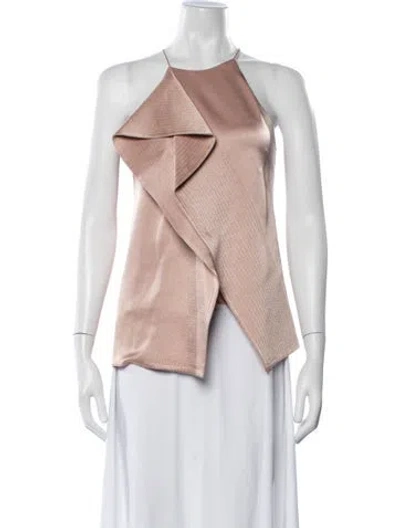 Pre-owned Halston Halterneck Sleeveless Top In Pink