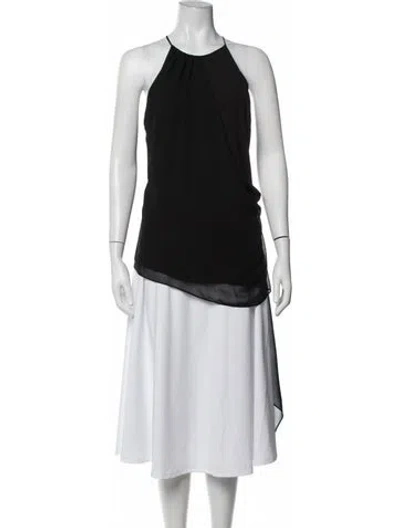Pre-owned Halston Halterneck Sleeveless Top W/ Tags In Black