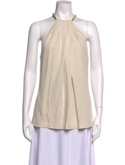 Pre-owned Halston Halterneck Sleeveless Top W/ Tags In Neutrals