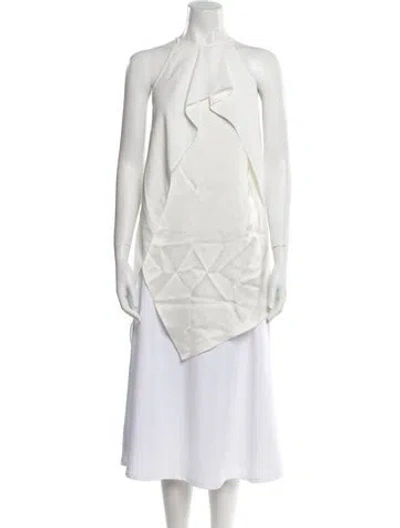 Pre-owned Halston Halterneck Sleeveless Tunic W/ Tags In White