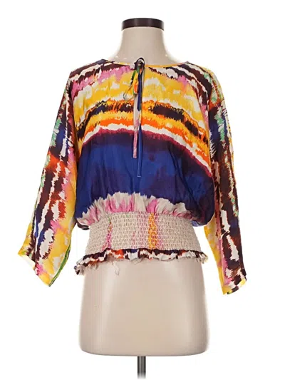 Pre-owned Halston Heritage 3/4 Sleeve Blouse In Purple