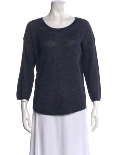 Pre-owned Halston Heritage Alpaca Scoop Neck Sweater In Blue
