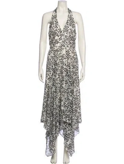 Pre-owned Halston Heritage Animal Print Long Dress In Neutral