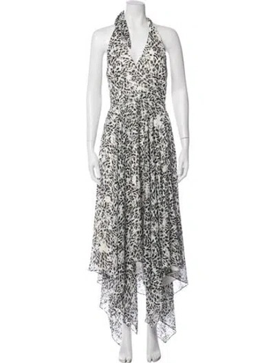 Pre-owned Halston Heritage Animal Print Long Dress In Neutral