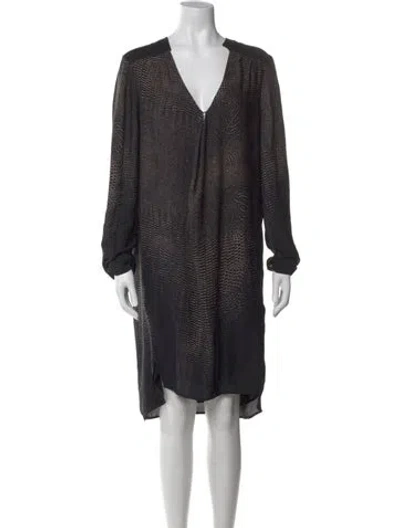 Pre-owned Halston Heritage Animal Print Midi Length Dress W/ Tags In Black