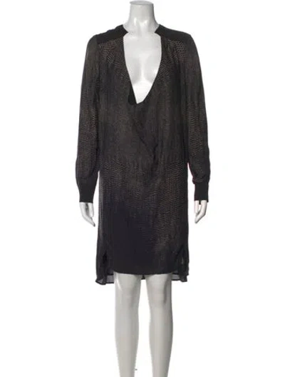 Pre-owned Halston Heritage Animal Print Mini Dress In Black
