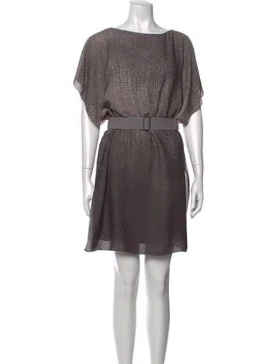 Pre-owned Halston Heritage Animal Print Mini Dress In Grey