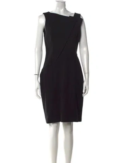 Pre-owned Halston Heritage Asymmetrical Knee-length Dress In Black