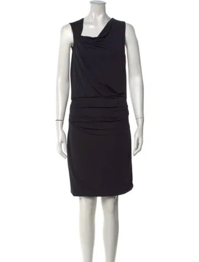 Pre-owned Halston Heritage Asymmetrical Knee-length Dress In Black