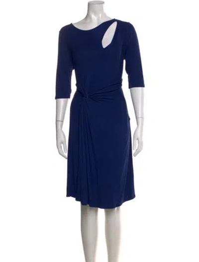 Pre-owned Halston Heritage Asymmetrical Knee-length Dress In Blue