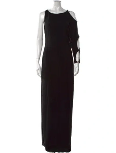 Pre-owned Halston Heritage Asymmetrical Long Dress In Black