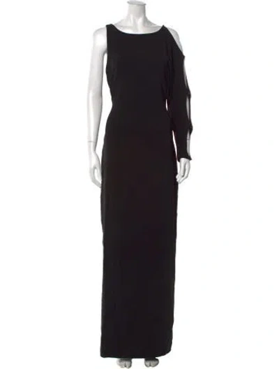 Pre-owned Halston Heritage Asymmetrical Long Dress In Black