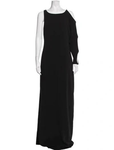 Pre-owned Halston Heritage Asymmetrical Long Dress In Black