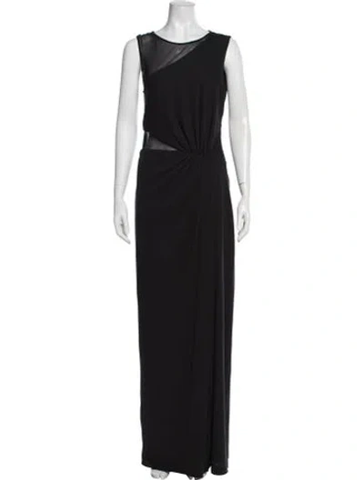 Pre-owned Halston Heritage Asymmetrical Long Dress In Black