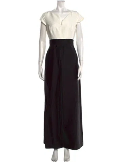 Pre-owned Halston Heritage Asymmetrical Long Dress In Black/neutrals