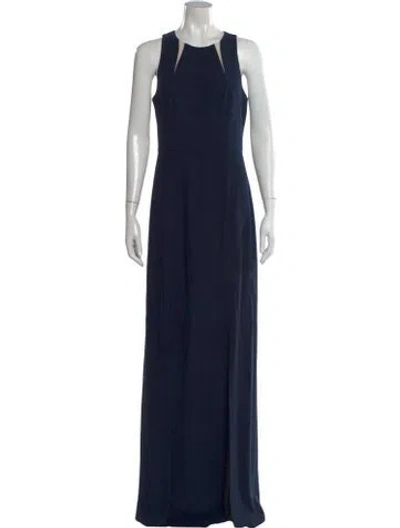 Pre-owned Halston Heritage Asymmetrical Long Dress In Blue