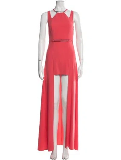 Pre-owned Halston Heritage Asymmetrical Long Dress In Pink