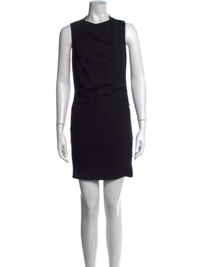 Pre-owned Halston Heritage Asymmetrical Mini Dress In Black