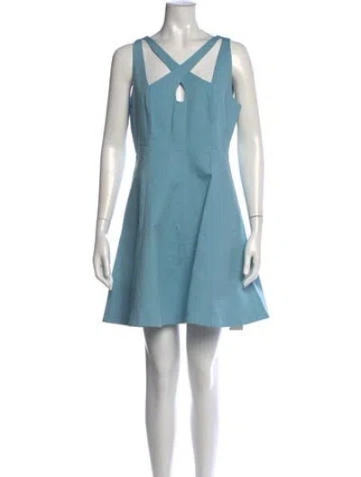 Pre-owned Halston Heritage Asymmetrical Mini Dress In Blue