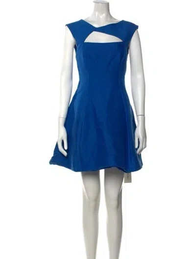Pre-owned Halston Heritage Asymmetrical Mini Dress In Blue