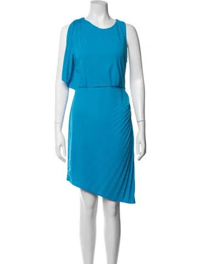 Pre-owned Halston Heritage Asymmetrical Mini Dress In Blue