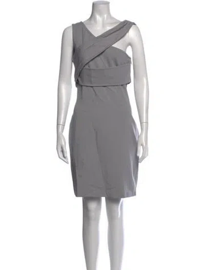 Pre-owned Halston Heritage Asymmetrical Mini Dress In Grey