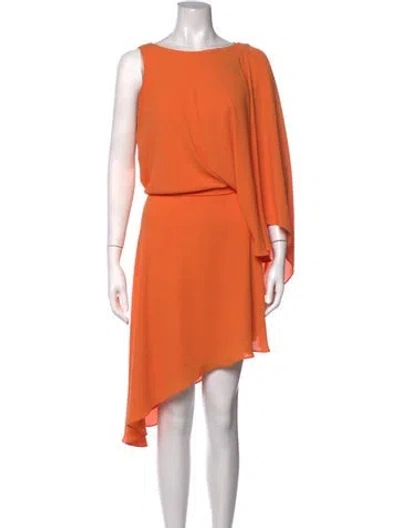 Pre-owned Halston Heritage Asymmetrical Mini Dress In Orange