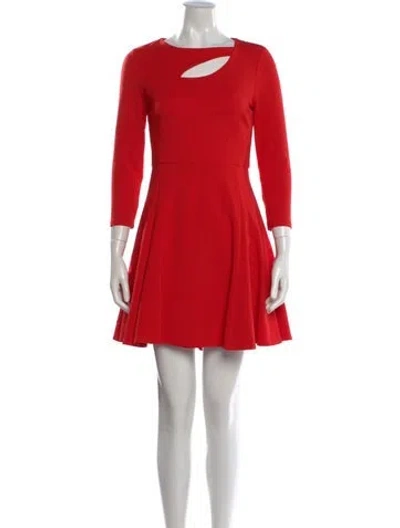 Pre-owned Halston Heritage Asymmetrical Mini Dress In Red