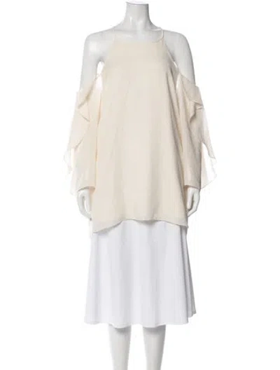Pre-owned Halston Heritage Asymmetrical Sleeveless Top In Neutral