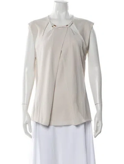 Pre-owned Halston Heritage Asymmetrical Sleeveless Top In White