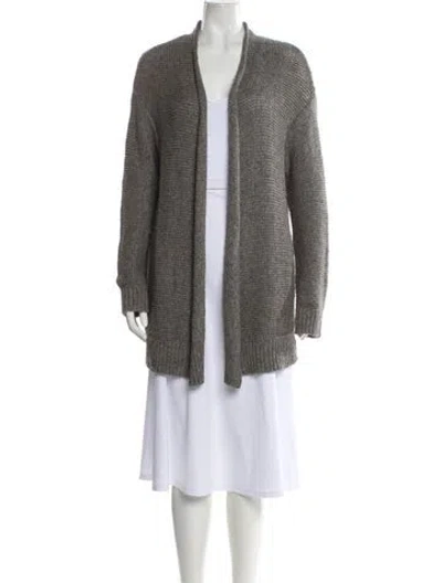 Pre-owned Halston Heritage Baby Alpaca Open Front Sweater In Gray