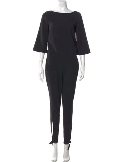 Pre-owned Halston Heritage Bateau Neckline Jumpsuit In Black