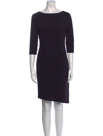 Pre-owned Halston Heritage Bateau Neckline Knee-length Dress In Black