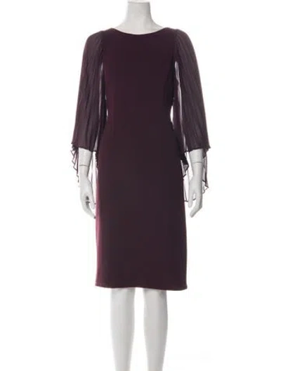 Pre-owned Halston Heritage Bateau Neckline Knee-length Dress In Purple