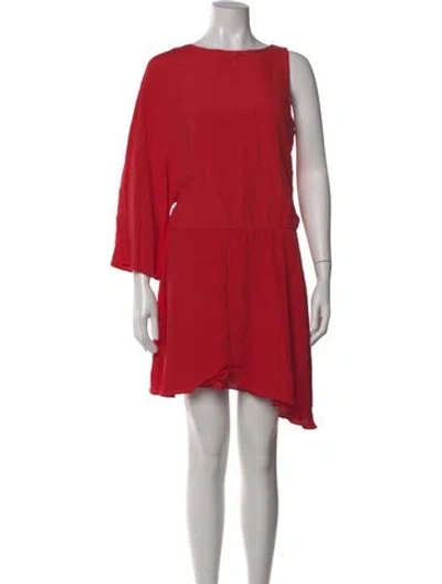 Pre-owned Halston Heritage Bateau Neckline Knee-length Dress In Red