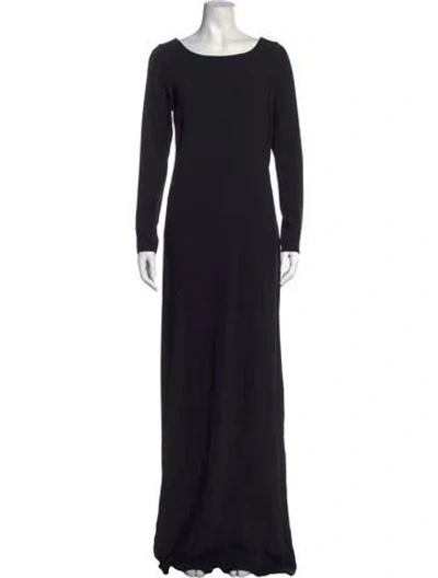 Pre-owned Halston Heritage Bateau Neckline Long Dress In Black