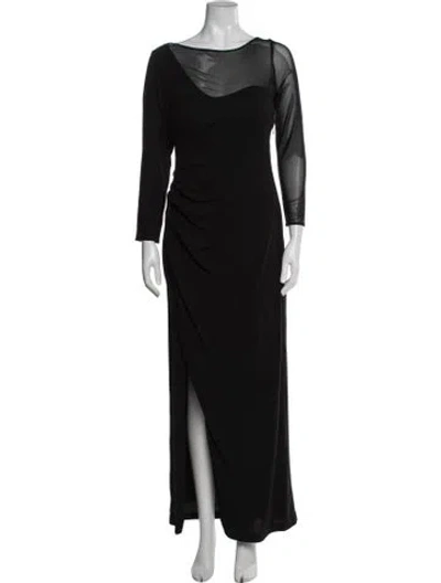 Pre-owned Halston Heritage Bateau Neckline Long Dress In Black