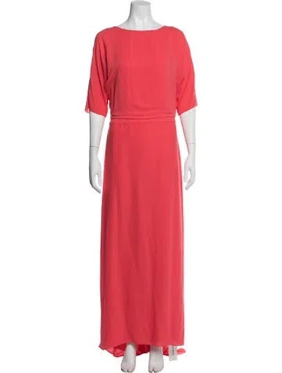 Pre-owned Halston Heritage Bateau Neckline Long Dress In Red
