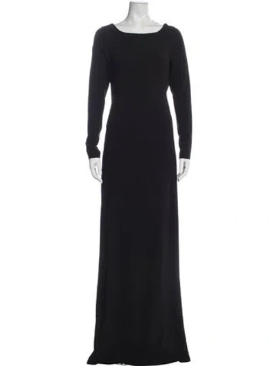 Pre-owned Halston Heritage Bateau Neckline Long Dress W/ Tags In Black