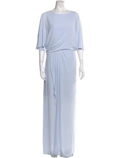 Pre-owned Halston Heritage Bateau Neckline Long Dress W/ Tags In White