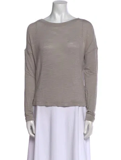 Pre-owned Halston Heritage Bateau Neckline Long Sleeve Sweatshirt In Gray