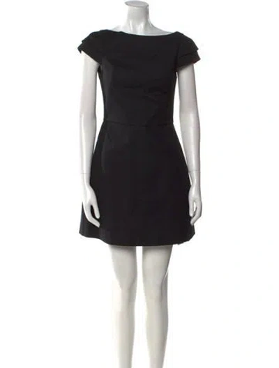 Pre-owned Halston Heritage Bateau Neckline Mini Dress In Black