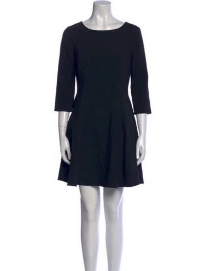 Pre-owned Halston Heritage Bateau Neckline Mini Dress In Black