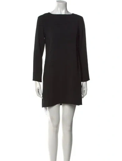 Pre-owned Halston Heritage Bateau Neckline Mini Dress In Black