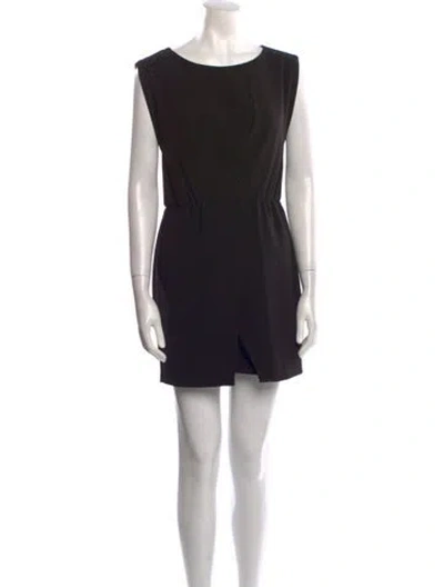 Pre-owned Halston Heritage Bateau Neckline Mini Dress In Black