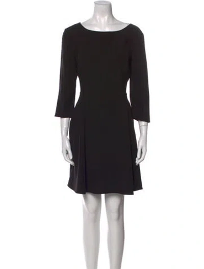 Pre-owned Halston Heritage Bateau Neckline Mini Dress In Black